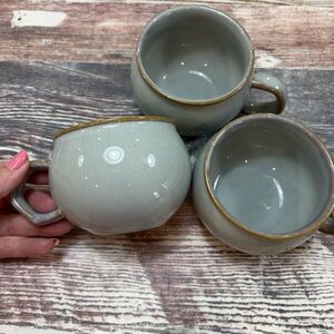 Robin Egg Blue Hearth & Stone Potbelly Stoneware Cups Set of 3